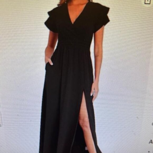 Anatoky Womens V Neck Short Sleeve Split Evening Cocktail Dress Size M Formal Ma - Picture 1 of 8